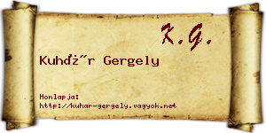 Kuhár Gergely névjegykártya